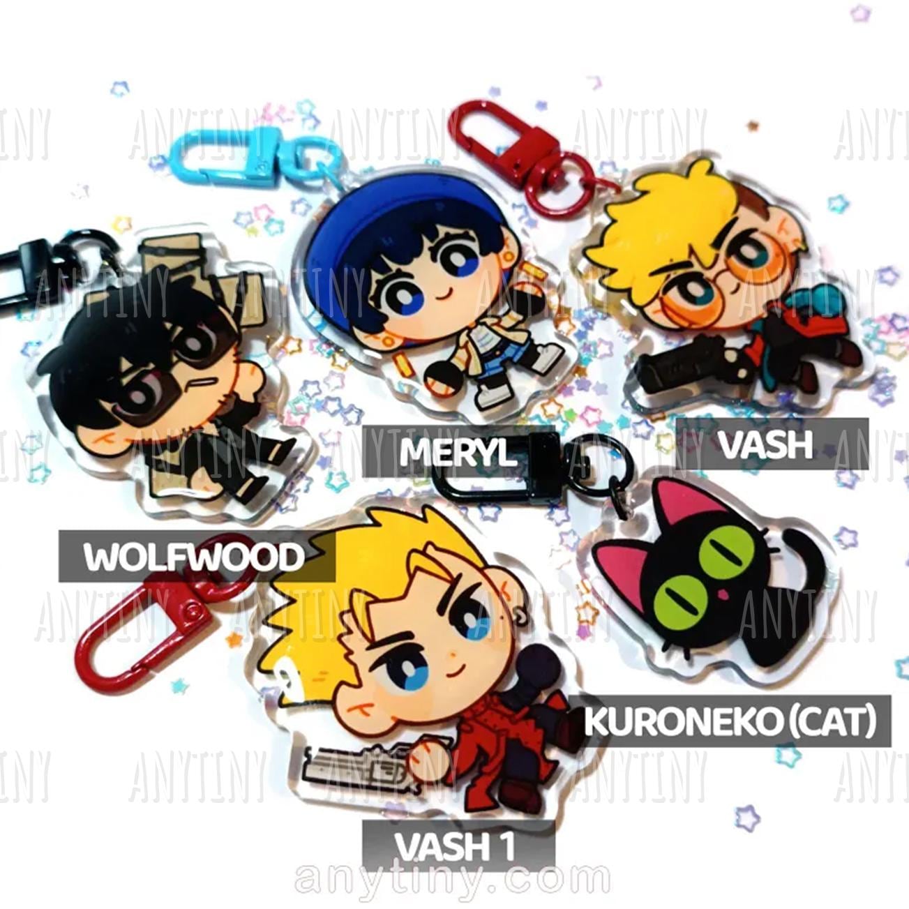 Trigun Stampede, Vash the Stampede, Meryl Stryfe , Nicholas D.Wolfwood and Kuroneko the cat