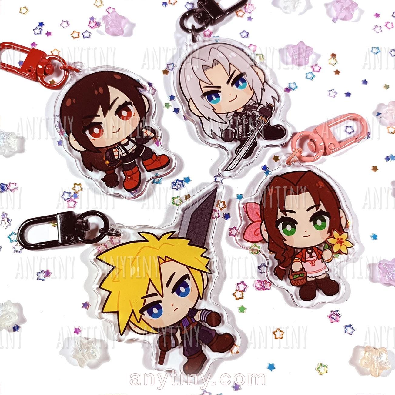 Final Fantasy VII Rebirth. Cloud, Sephiroth, Tifa and Aerith keychains!