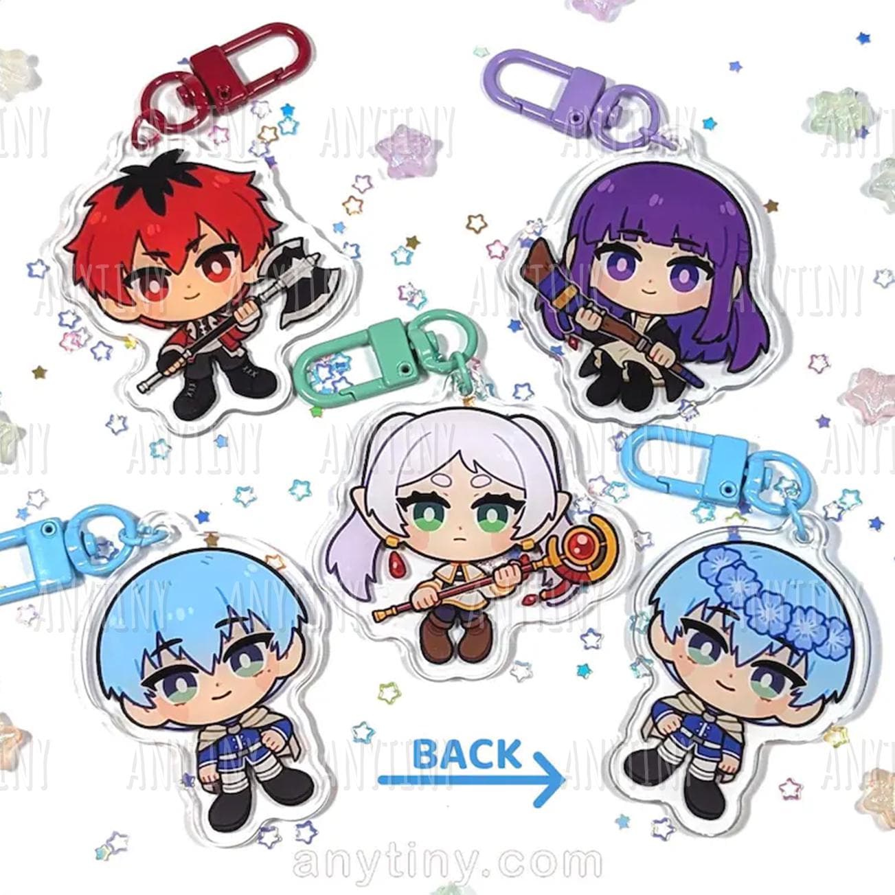 Frieren keychains! Fern, Stark, and Himmel.