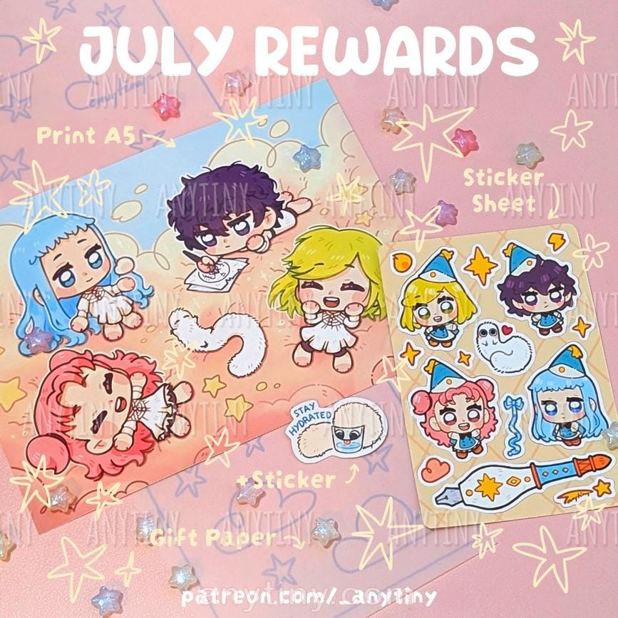 Prints and sticker! Witch Hat Atelier! Brushbuddy, Coco, Agott, Tetia and Richeh