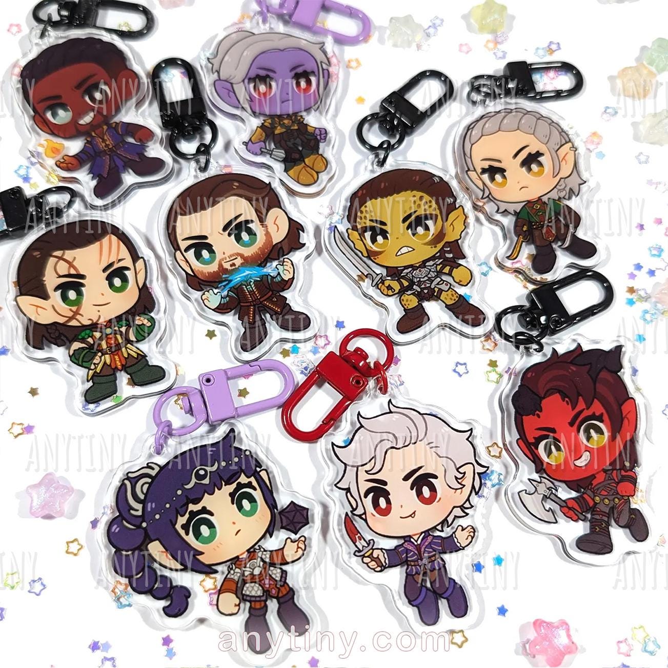Baldur's Gate 3 Keychain, Shadowheart, Astarion, Karlach, Gale, Halsin, Wyll, Minthara and Jaheira