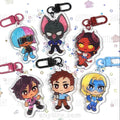Dispatch, Blonde Blazer, Robert, Invisigal, Malevola, Sonar and Prism keychains!
